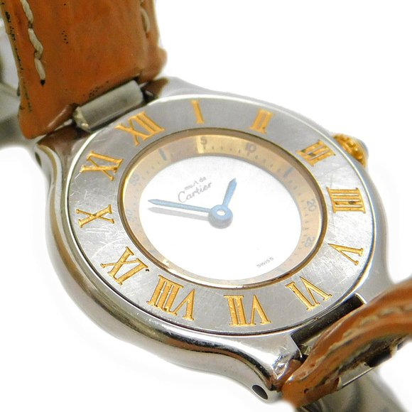 Rare! Cartier Caramel Strap Gold Plated Watch main image 4